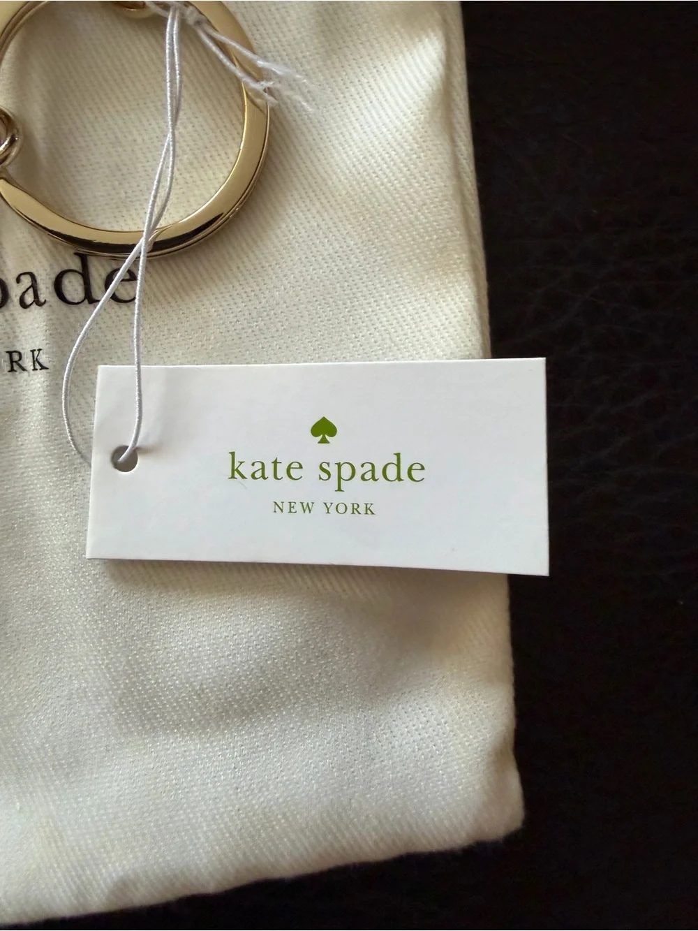 kate spade Purple Leather Spade Charm Keychain with Gold Hardware